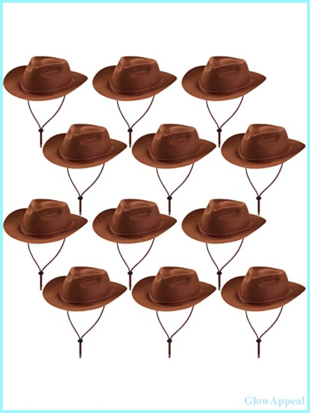 12 Pack Plastic Felt Cowboy Hat Party Set Wide Brim Western Adult Costume